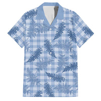 Blue Palaka Hawaii Palapalai Family Matching Off Shoulder Maxi Dress and Hawaiian Shirt Hawaiian Fern LT14 Dad's Shirt - Short Sleeve Blue - Polynesian Pride