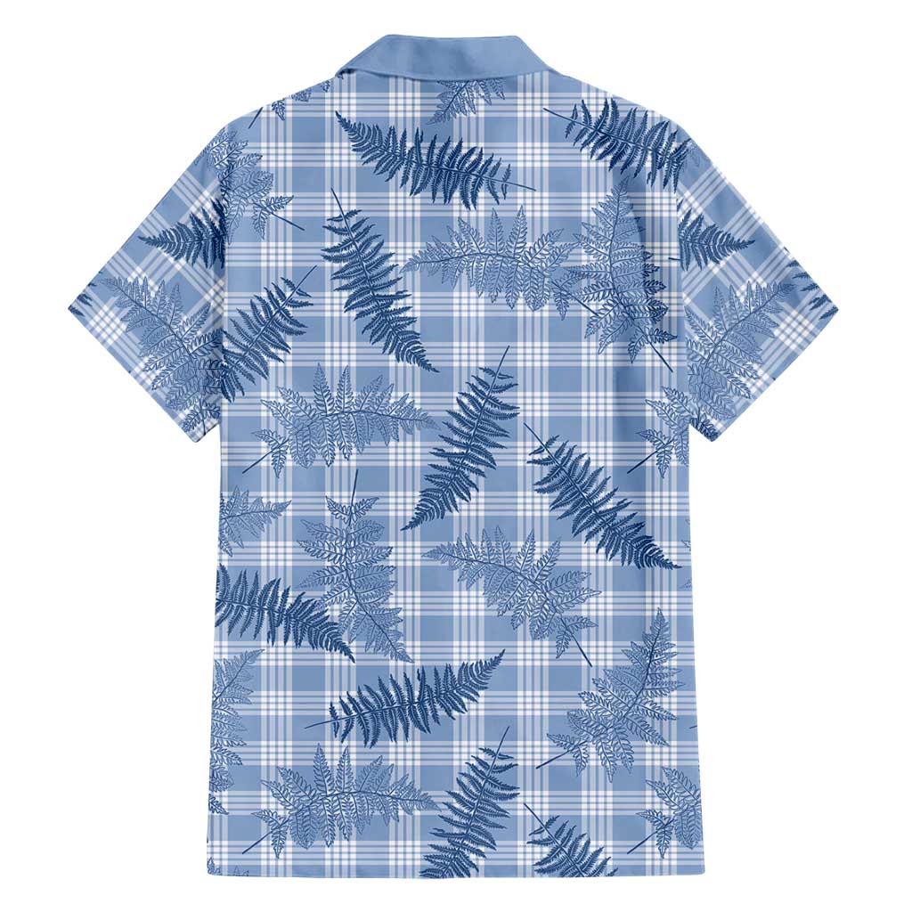 Blue Palaka Hawaii Palapalai Family Matching Off Shoulder Maxi Dress and Hawaiian Shirt Hawaiian Fern LT14 - Polynesian Pride
