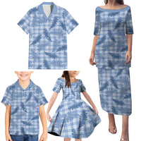 Blue Palaka Hawaii Palapalai Family Matching Puletasi and Hawaiian Shirt Hawaiian Fern LT14 - Polynesian Pride