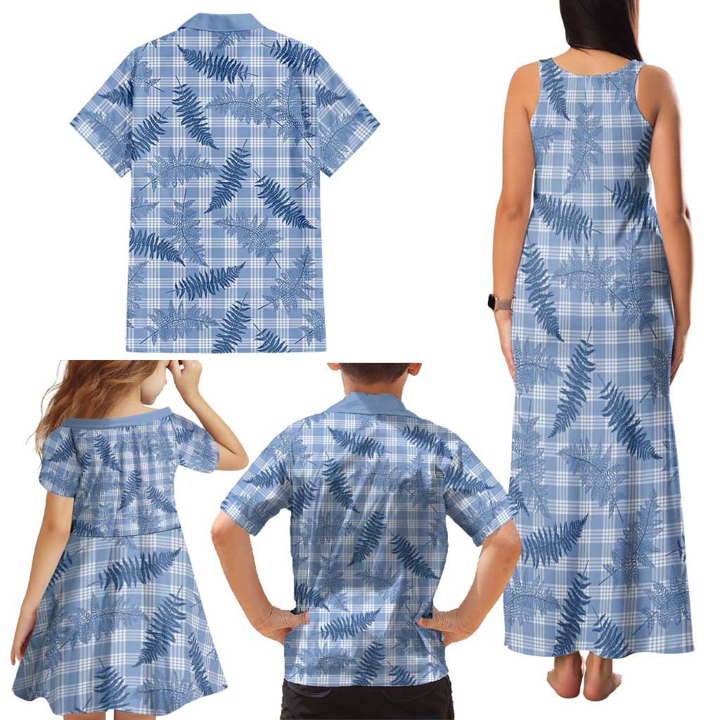 Blue Palaka Hawaii Palapalai Family Matching Tank Maxi Dress and Hawaiian Shirt Hawaiian Fern LT14 - Polynesian Pride