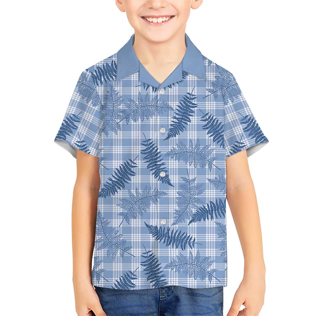 Blue Palaka Hawaii Palapalai Kid Hawaiian Shirt Hawaiian Fern LT14 Kid Blue - Polynesian Pride