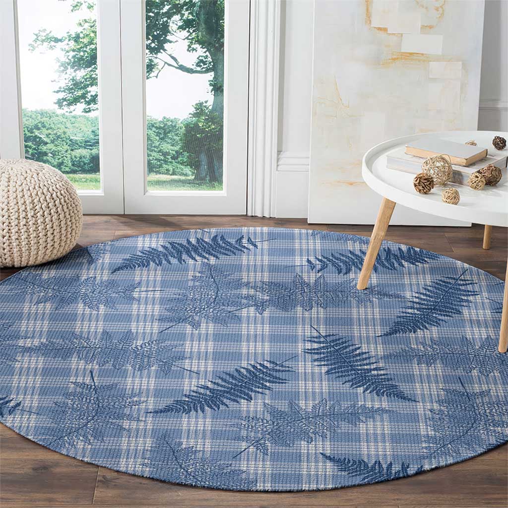 Blue Palaka Hawaii Palapalai Round Carpet Hawaiian Fern - Polynesian Pride