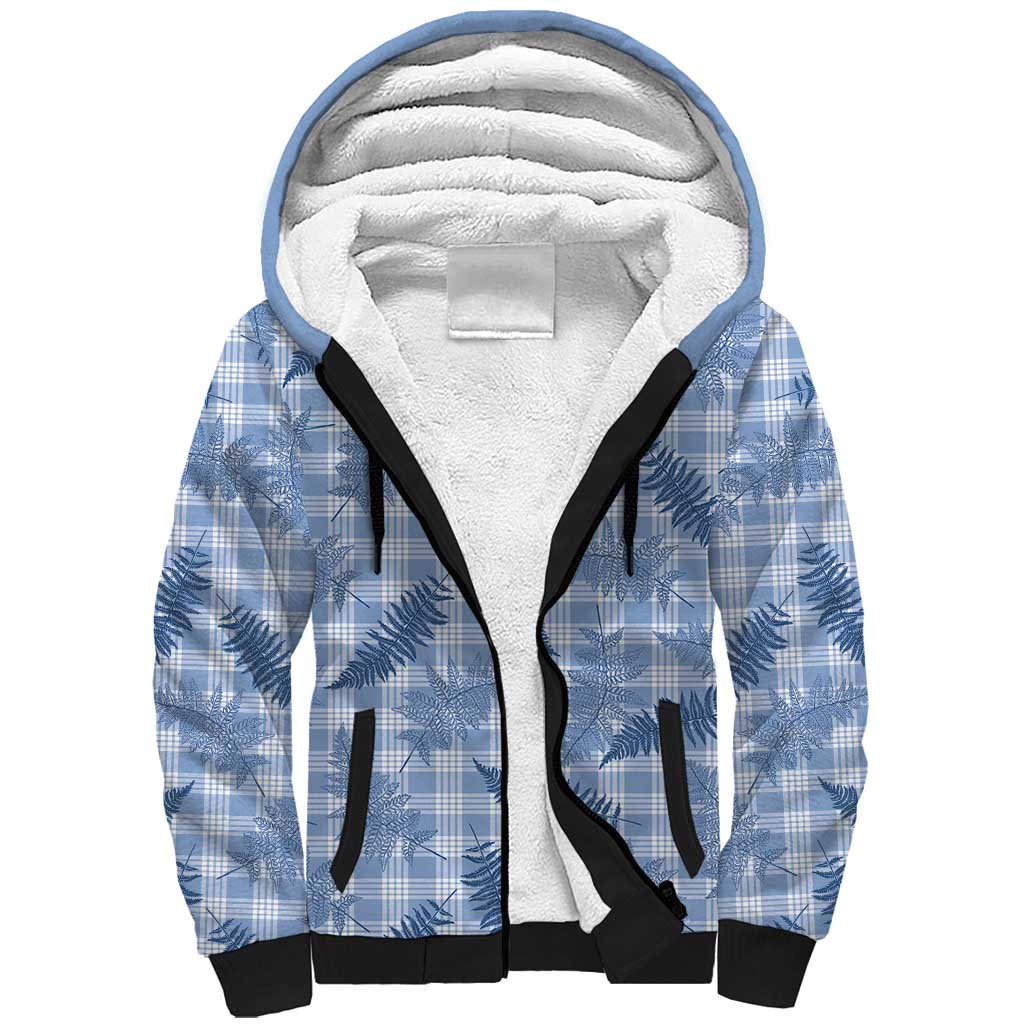 Blue Palaka Hawaii Palapalai Sherpa Hoodie Hawaiian Fern - Polynesian Pride