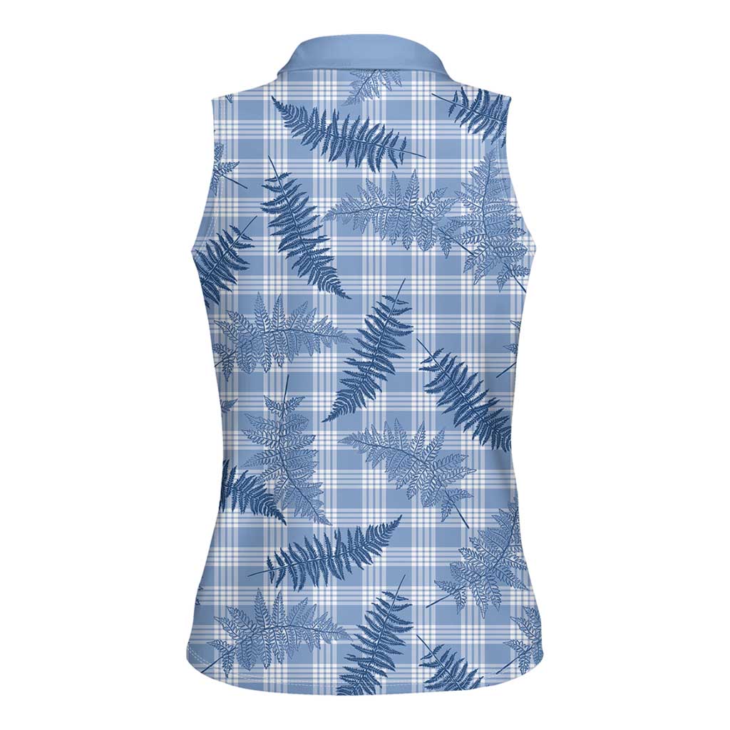 Blue Palaka Hawaii Palapalai Women Sleeveless Polo Shirt Hawaiian Fern LT14 - Polynesian Pride