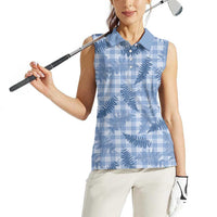 Blue Palaka Hawaii Palapalai Women Sleeveless Polo Shirt Hawaiian Fern LT14 - Polynesian Pride
