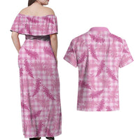 Purple Palaka Hawaii Palapalai Couples Matching Off Shoulder Maxi Dress and Hawaiian Shirt Hawaiian Fern LT14 - Polynesian Pride