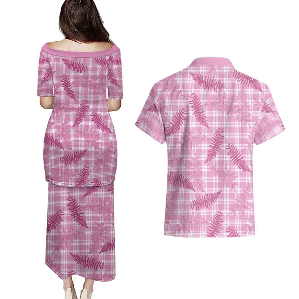 Purple Palaka Hawaii Palapalai Couples Matching Puletasi and Hawaiian Shirt Hawaiian Fern LT14 - Polynesian Pride
