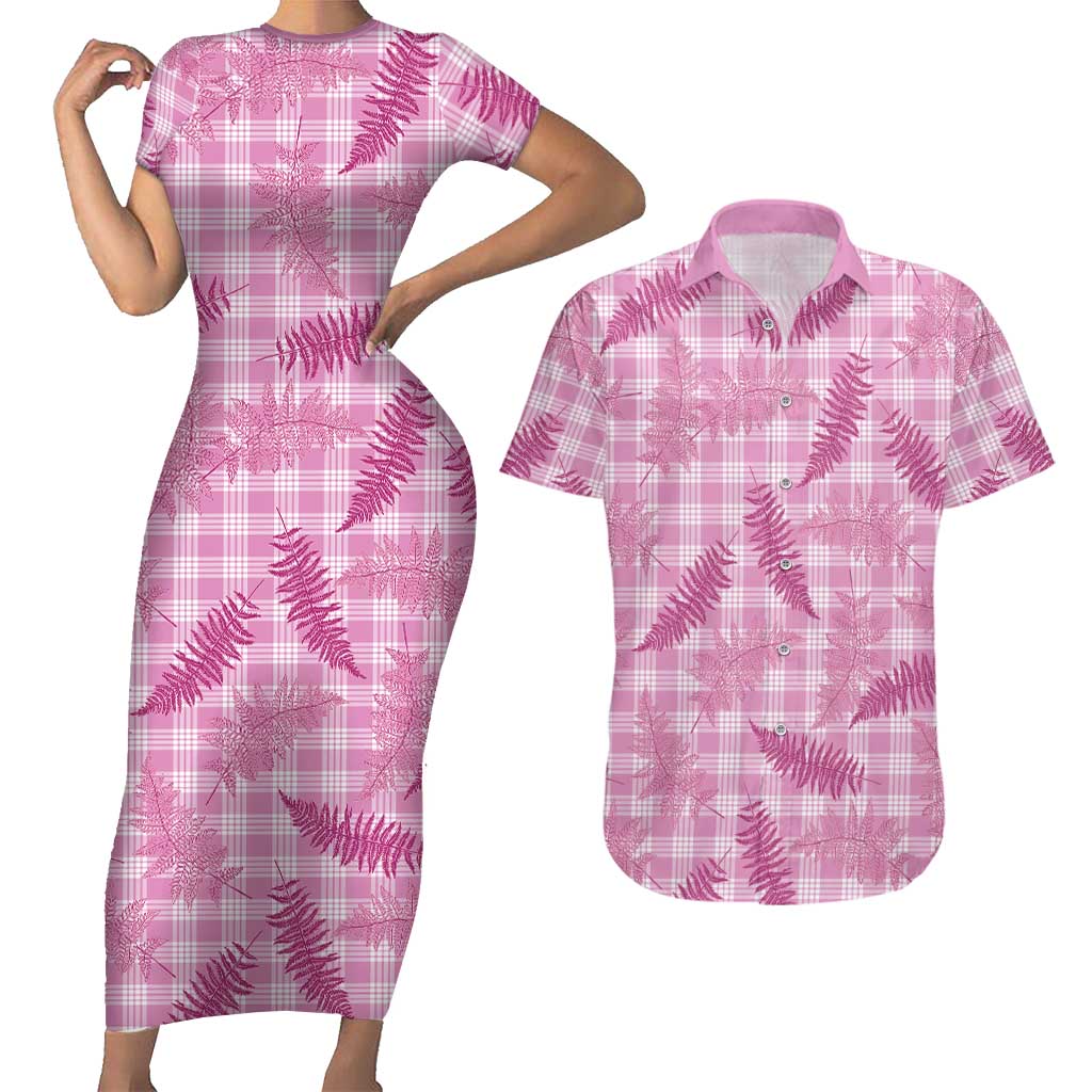 Purple Palaka Hawaii Palapalai Couples Matching Short Sleeve Bodycon Dress and Hawaiian Shirt Hawaiian Fern LT14 Purple - Polynesian Pride