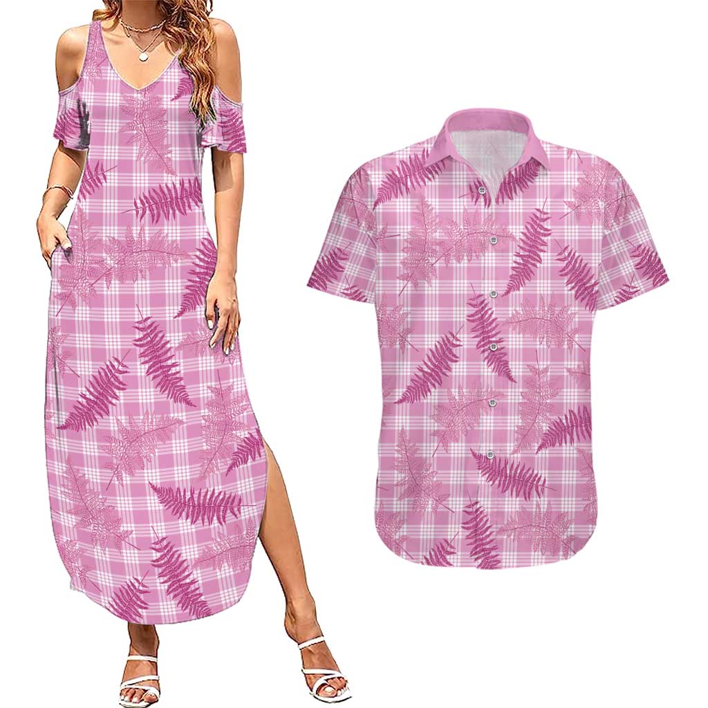 Purple Palaka Hawaii Palapalai Couples Matching Summer Maxi Dress and Hawaiian Shirt Hawaiian Fern LT14 Purple - Polynesian Pride