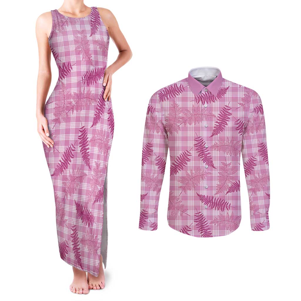 Purple Palaka Hawaii Palapalai Couples Matching Tank Maxi Dress and Long Sleeve Button Shirt Hawaiian Fern LT14 Purple - Polynesian Pride