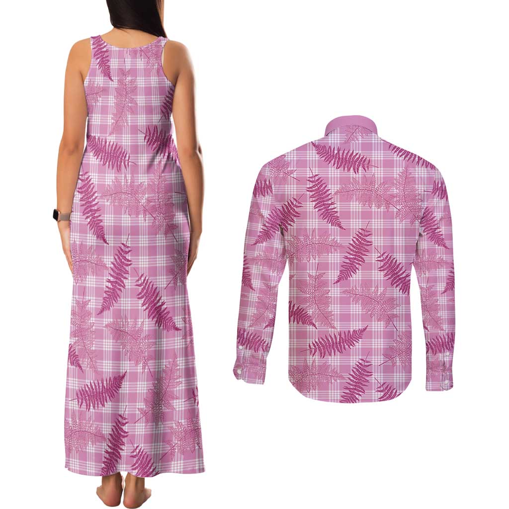 Purple Palaka Hawaii Palapalai Couples Matching Tank Maxi Dress and Long Sleeve Button Shirt Hawaiian Fern LT14 - Polynesian Pride