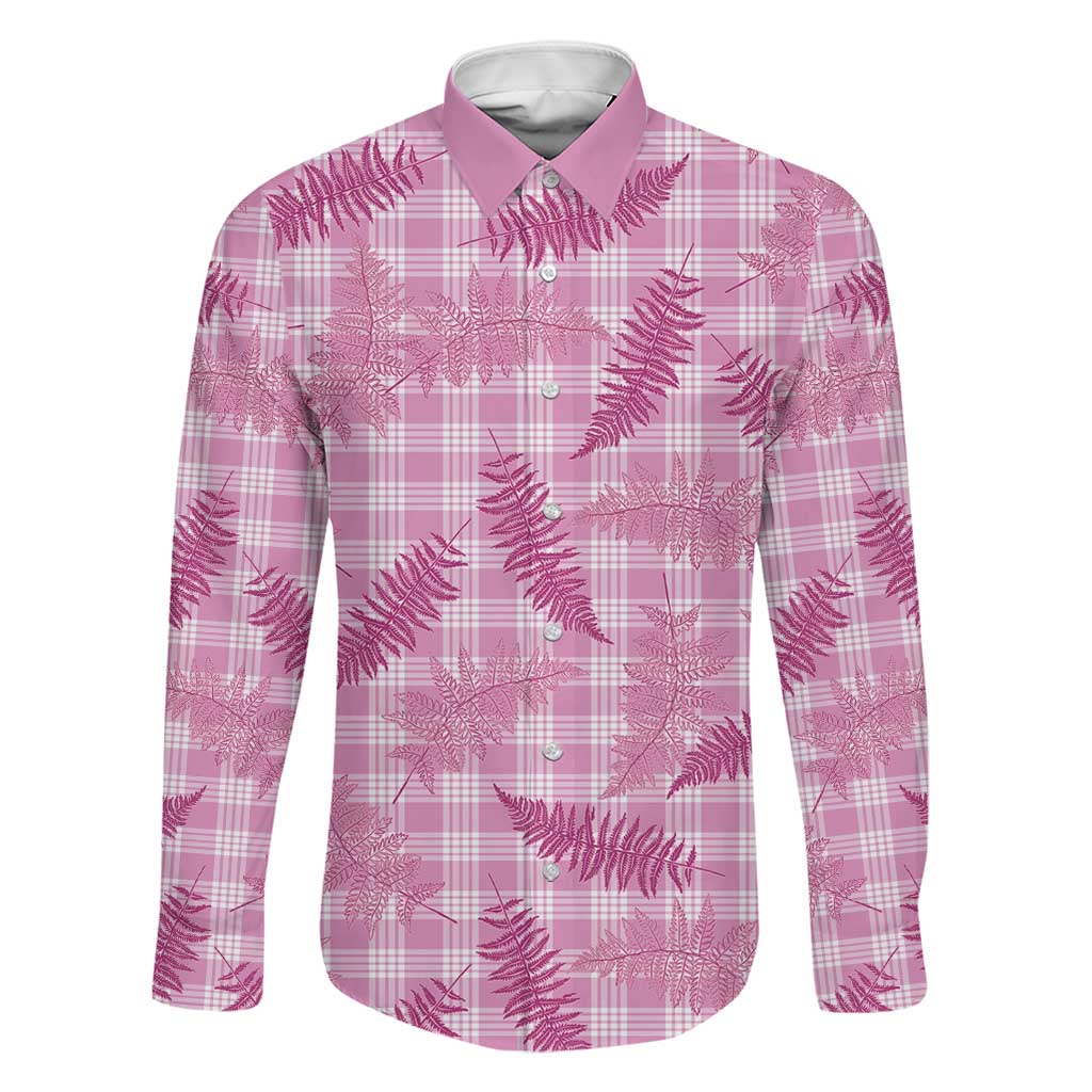 Purple Palaka Hawaii Palapalai Family Matching Off Shoulder Maxi Dress and Hawaiian Shirt Hawaiian Fern LT14 Dad's Shirt - Long Sleeve Purple - Polynesian Pride