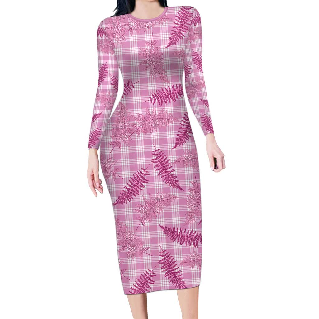 Purple Palaka Hawaii Palapalai Long Sleeve Bodycon Dress Hawaiian Fern LT14 Long Dress Purple - Polynesian Pride