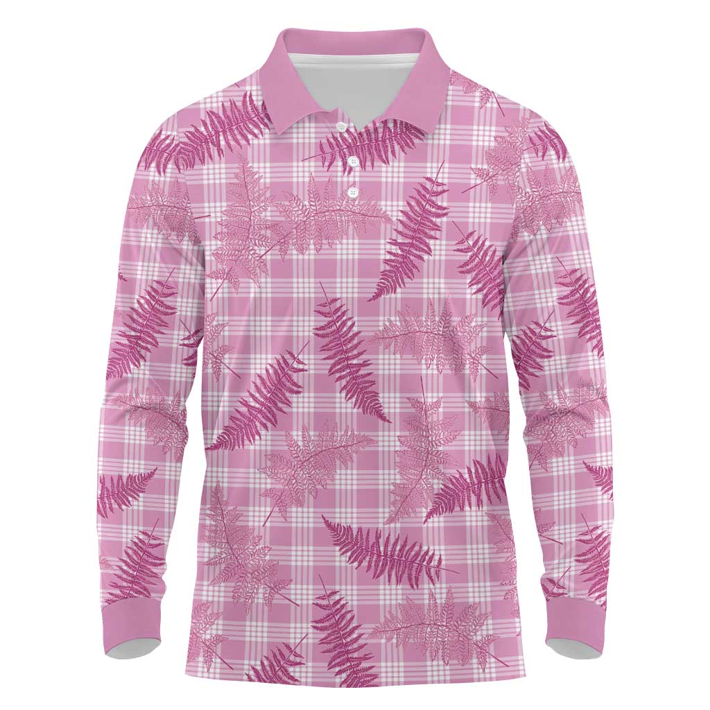 Purple Palaka Hawaii Palapalai Long Sleeve Polo Shirt Hawaiian Fern LT14 Purple - Polynesian Pride