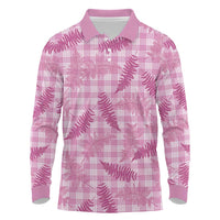 Purple Palaka Hawaii Palapalai Long Sleeve Polo Shirt Hawaiian Fern LT14 Purple - Polynesian Pride