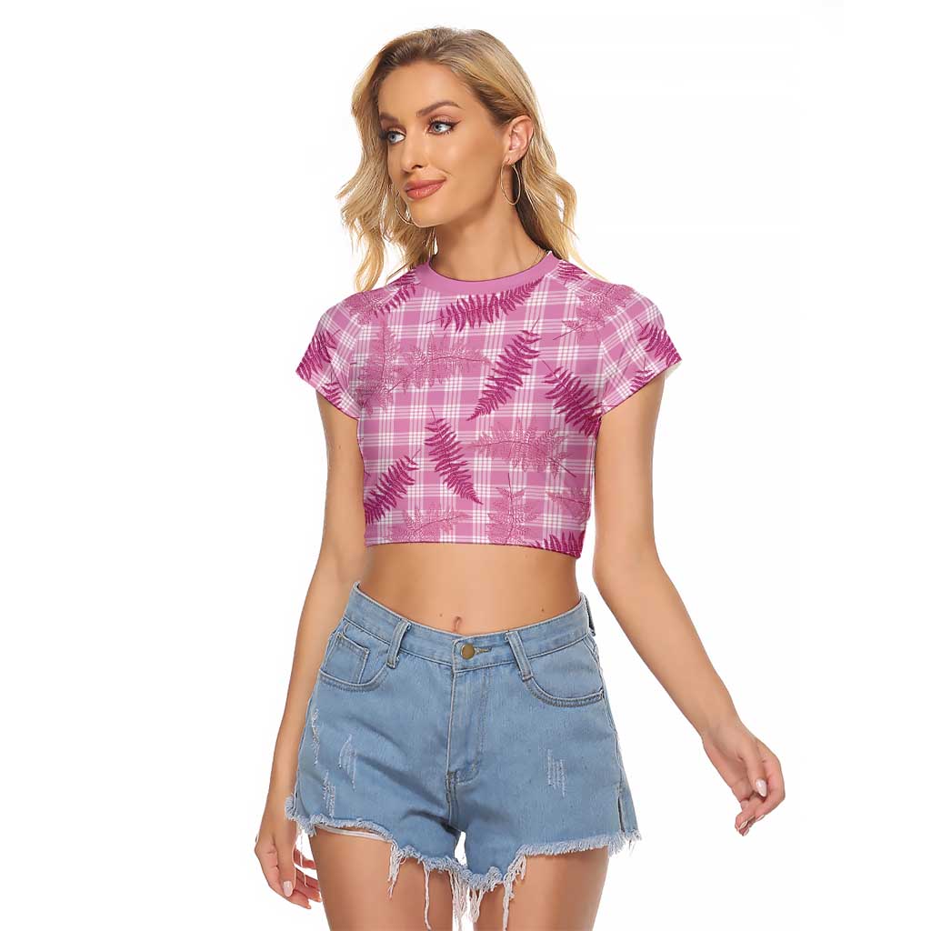 Purple Palaka Hawaii Palapalai Raglan Cropped T Shirt Hawaiian Fern - Polynesian Pride
