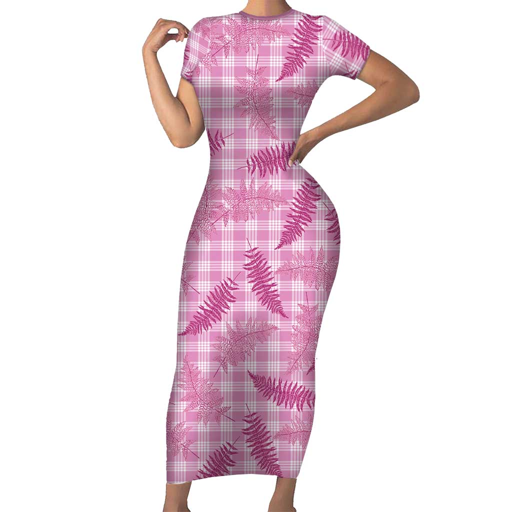 Purple Palaka Hawaii Palapalai Short Sleeve Bodycon Dress Hawaiian Fern LT14 Long Dress Purple - Polynesian Pride