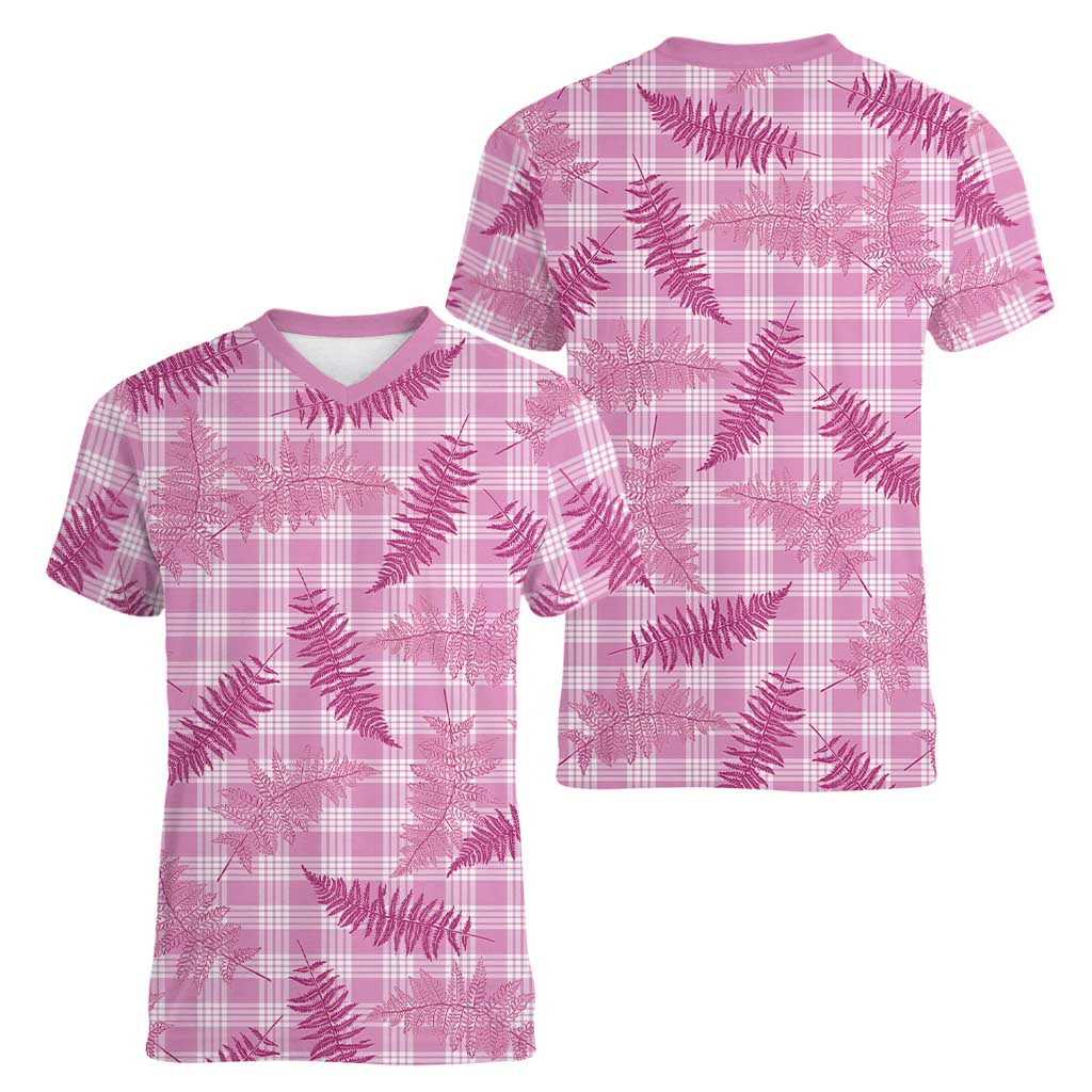 Purple Palaka Hawaii Palapalai Women V-Neck T-Shirt Hawaiian Fern LT14 - Polynesian Pride