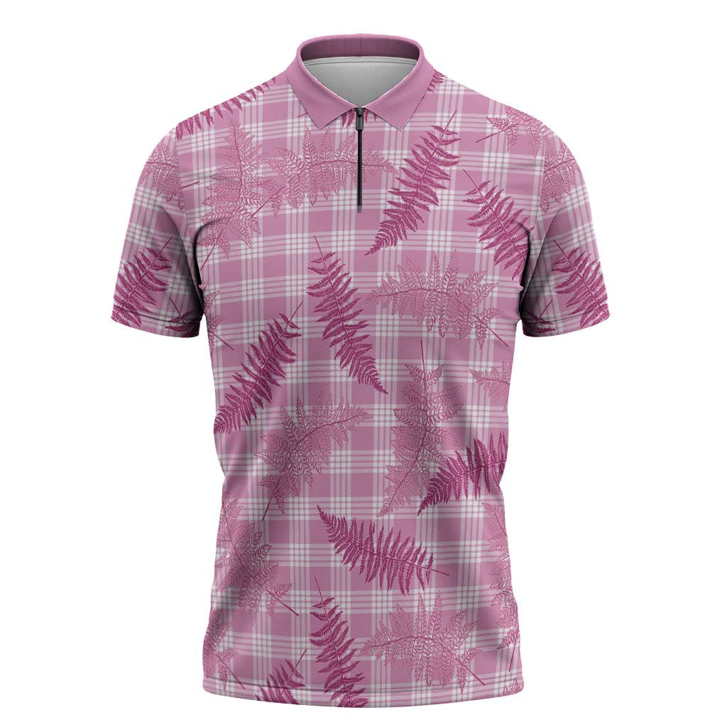 Purple Palaka Hawaii Palapalai Zipper Polo Shirt Hawaiian Fern - Polynesian Pride