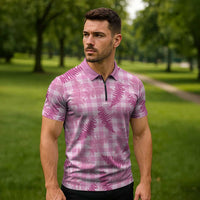 Purple Palaka Hawaii Palapalai Zipper Polo Shirt Hawaiian Fern LT14 - Polynesian Pride