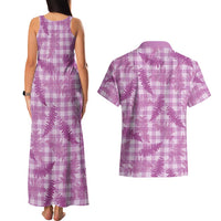 Pink Palaka Hawaii Palapalai Couples Matching Tank Maxi Dress and Hawaiian Shirt Hawaiian Fern LT14 - Polynesian Pride