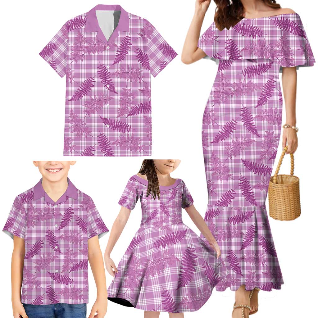 Pink Palaka Hawaii Palapalai Family Matching Mermaid Dress and Hawaiian Shirt Hawaiian Fern LT14 - Polynesian Pride