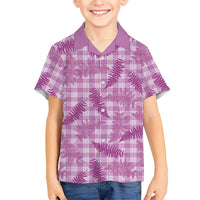 Pink Palaka Hawaii Palapalai Family Matching Off The Shoulder Long Sleeve Dress and Hawaiian Shirt Hawaiian Fern LT14 Son's Shirt Pink - Polynesian Pride