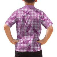 Pink Palaka Hawaii Palapalai Family Matching Off Shoulder Short Dress and Hawaiian Shirt Hawaiian Fern LT14 - Polynesian Pride