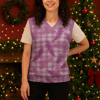 Pink Palaka Hawaii Palapalai Christmas Knitted V-Neck Vest Hawaiian Fern LT14 - Polynesian Pride