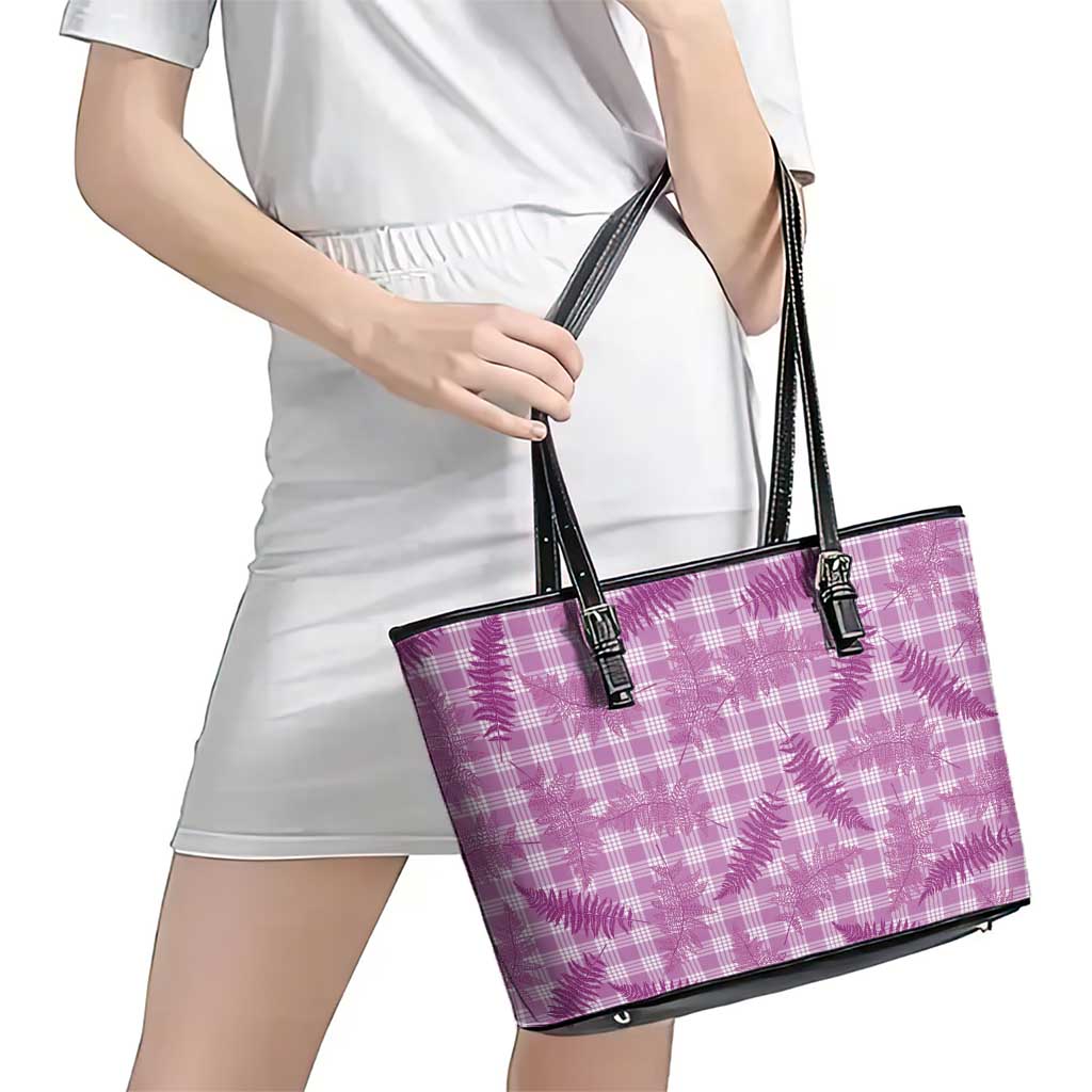 Pink Palaka Hawaii Palapalai Leather Tote Bag Hawaiian Fern - Polynesian Pride