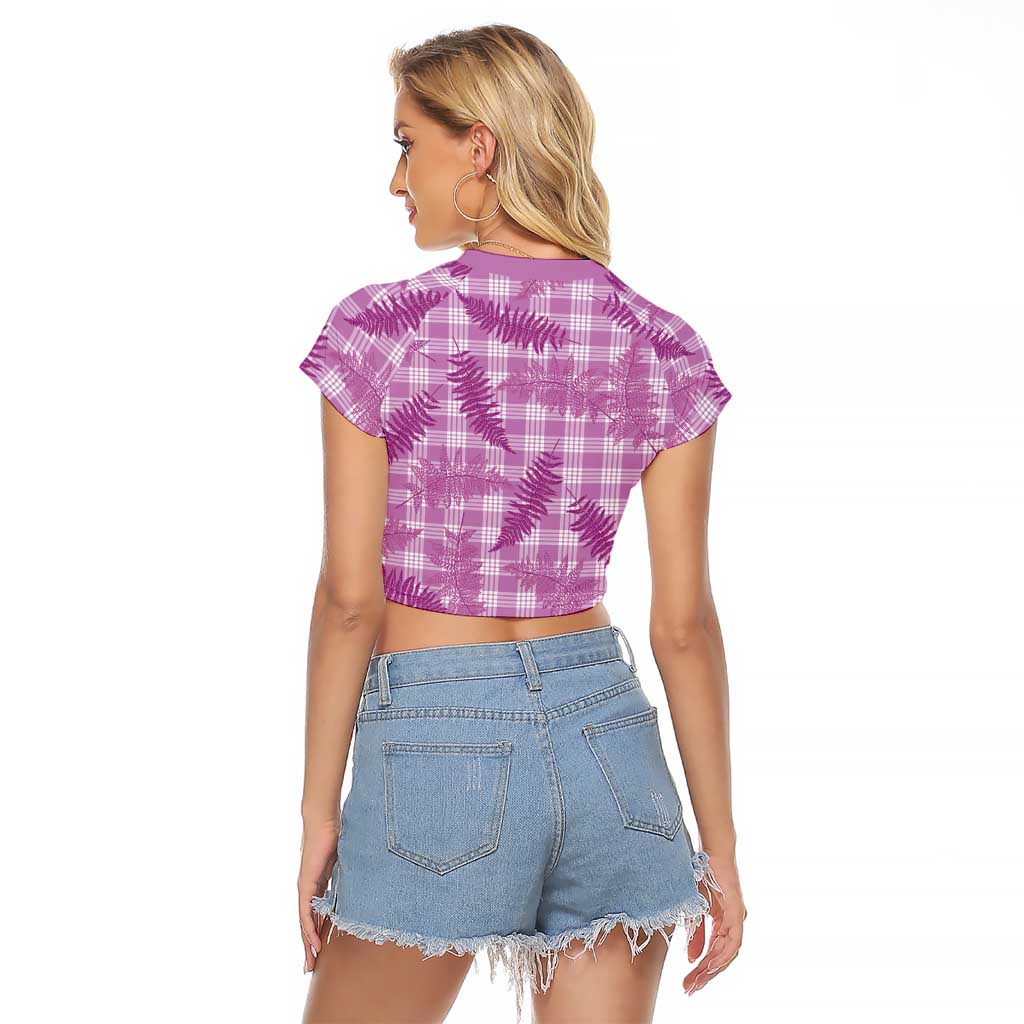 Pink Palaka Hawaii Palapalai Raglan Cropped T Shirt Hawaiian Fern - Polynesian Pride