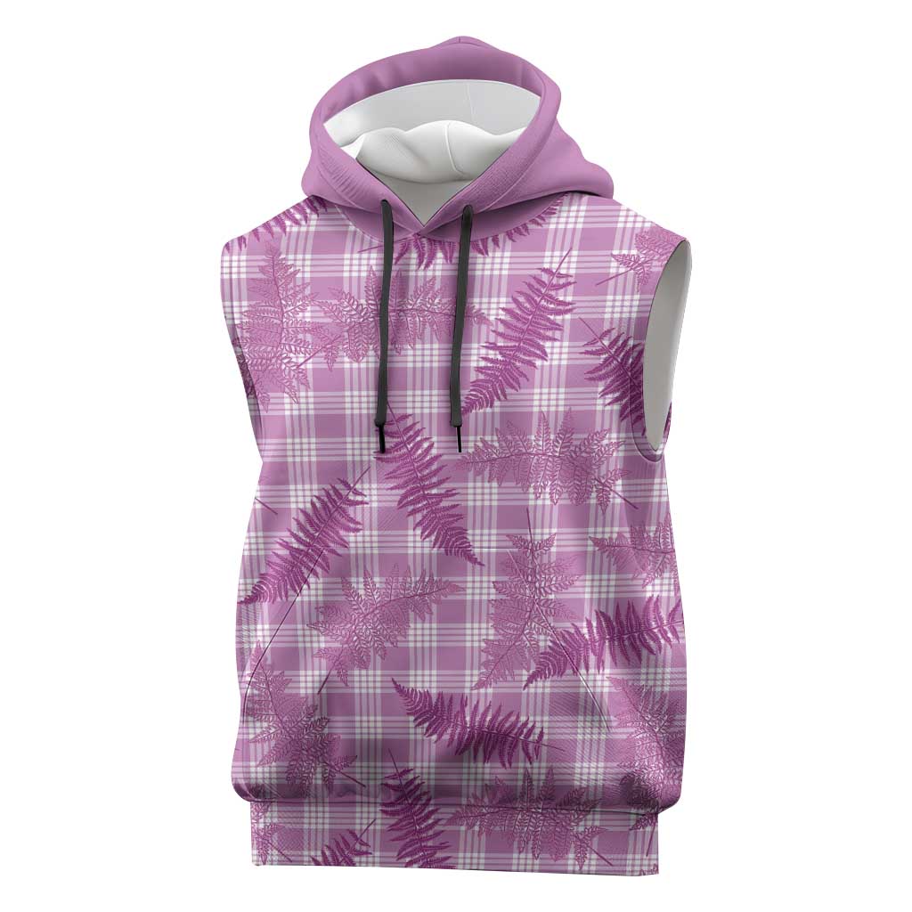 Pink Palaka Hawaii Palapalai Sleeveless Hoodie Hawaiian Fern - Polynesian Pride