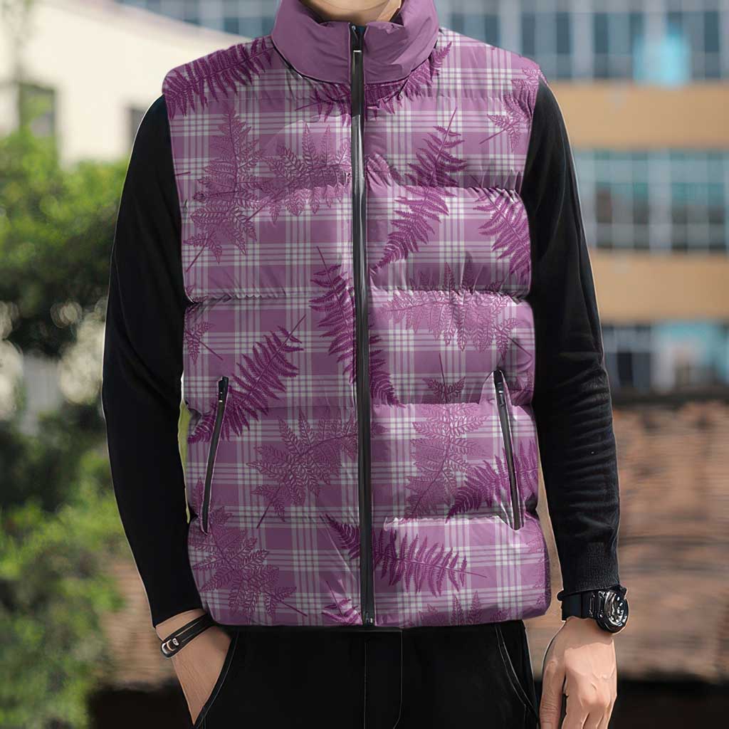 Pink Palaka Hawaii Palapalai Sleeveless Puffer Jacket Hawaiian Fern - Polynesian Pride