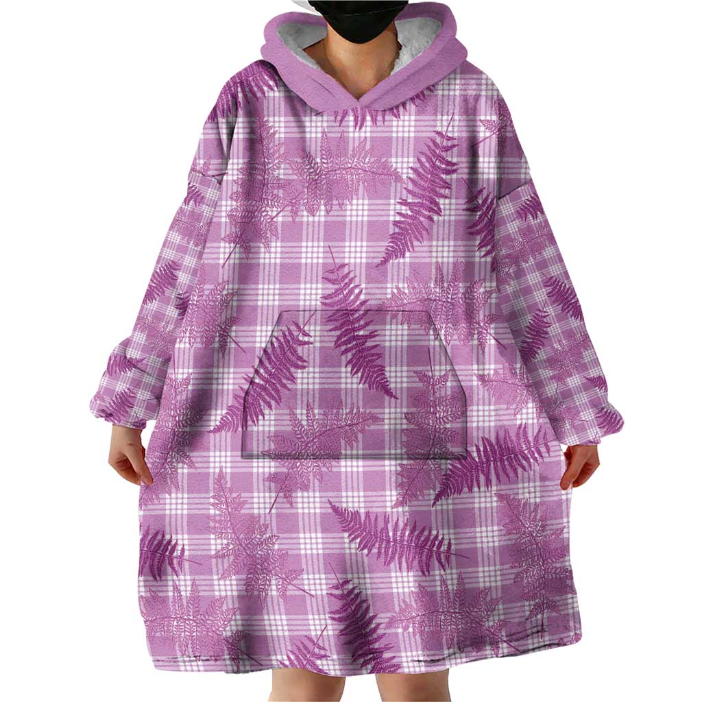 Pink Palaka Hawaii Palapalai Wearable Blanket Hoodie Hawaiian Fern - Polynesian Pride