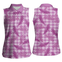Pink Palaka Hawaii Palapalai Women Sleeveless Polo Shirt Hawaiian Fern LT14 - Polynesian Pride