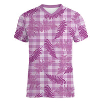 Pink Palaka Hawaii Palapalai Women V-Neck T-Shirt Hawaiian Fern LT14 Female Pink - Polynesian Pride