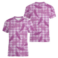 Pink Palaka Hawaii Palapalai Women V-Neck T-Shirt Hawaiian Fern LT14 - Polynesian Pride