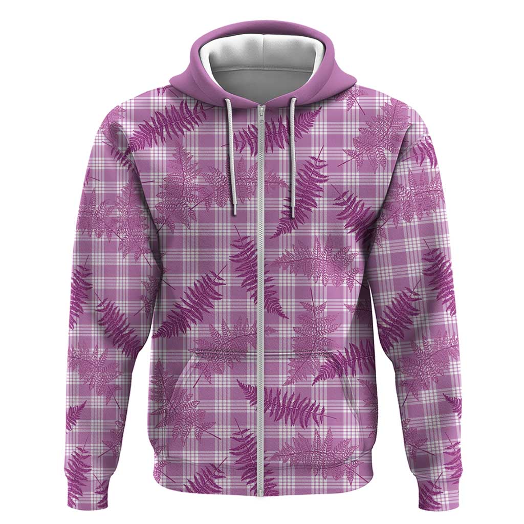 Pink Palaka Hawaii Palapalai Zip Hoodie Hawaiian Fern - Polynesian Pride