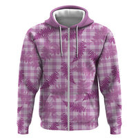 Pink Palaka Hawaii Palapalai Zip Hoodie Hawaiian Fern - Polynesian Pride