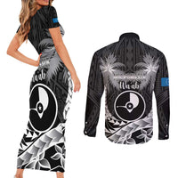 FSM Yap Day Couples Matching Short Sleeve Bodycon Dress and Long Sleeve Button Shirt 2025 Wa'ab Micronesia Black Color LT14 - Polynesian Pride