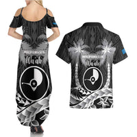 FSM Yap Day Couples Matching Summer Maxi Dress and Hawaiian Shirt 2025 Wa'ab Micronesia Black Color LT14 - Polynesian Pride