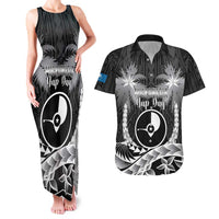 FSM Yap Day Couples Matching Tank Maxi Dress and Hawaiian Shirt 2025 Wa'ab Micronesia Black Color LT14 Black - Polynesian Pride