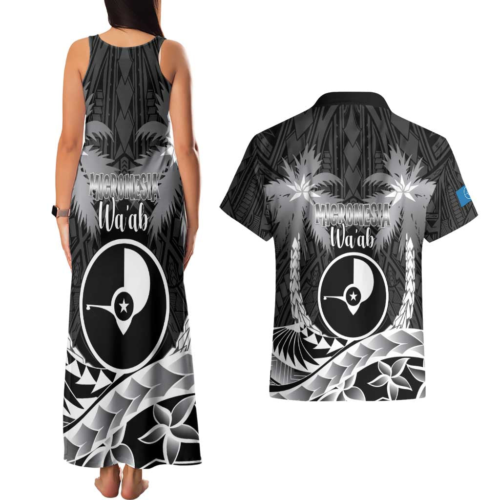 FSM Yap Day Couples Matching Tank Maxi Dress and Hawaiian Shirt 2025 Wa'ab Micronesia Black Color LT14 - Polynesian Pride
