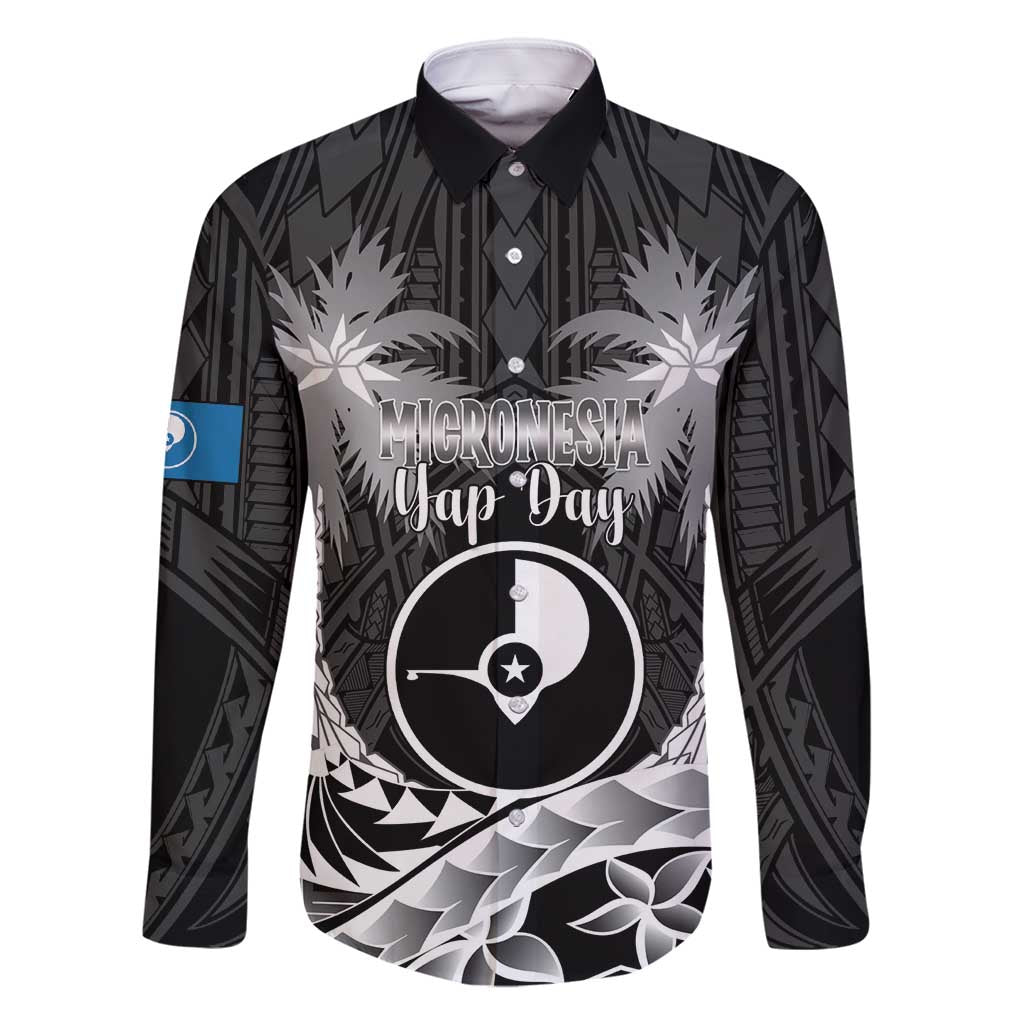 FSM Yap Day Family Matching Long Sleeve Bodycon Dress and Hawaiian Shirt 2025 Wa'ab Micronesia Black Color LT14 Dad's Shirt - Long Sleeve Black - Polynesian Pride