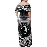 FSM Yap Day Family Matching Off Shoulder Maxi Dress and Hawaiian Shirt 2025 Wa'ab Micronesia Black Color LT14 - Polynesian Pride