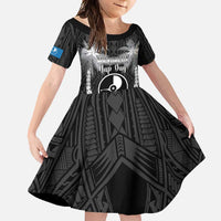 FSM Yap Day Family Matching Short Sleeve Bodycon Dress and Hawaiian Shirt 2025 Wa'ab Micronesia Black Color LT14 Daughter's Dress Black - Polynesian Pride