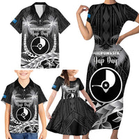 FSM Yap Day Family Matching Short Sleeve Bodycon Dress and Hawaiian Shirt 2025 Wa'ab Micronesia Black Color LT14 - Polynesian Pride