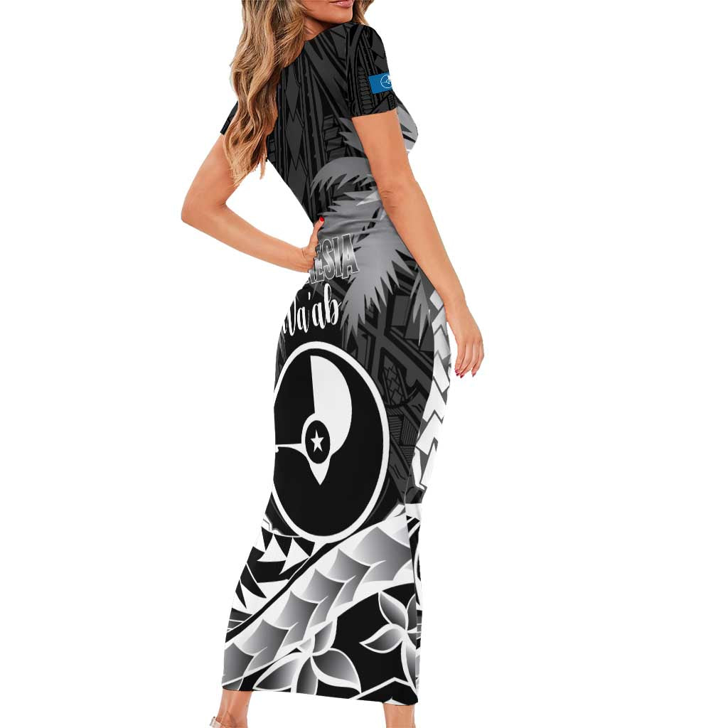 FSM Yap Day Family Matching Short Sleeve Bodycon Dress and Hawaiian Shirt 2025 Wa'ab Micronesia Black Color LT14 - Polynesian Pride