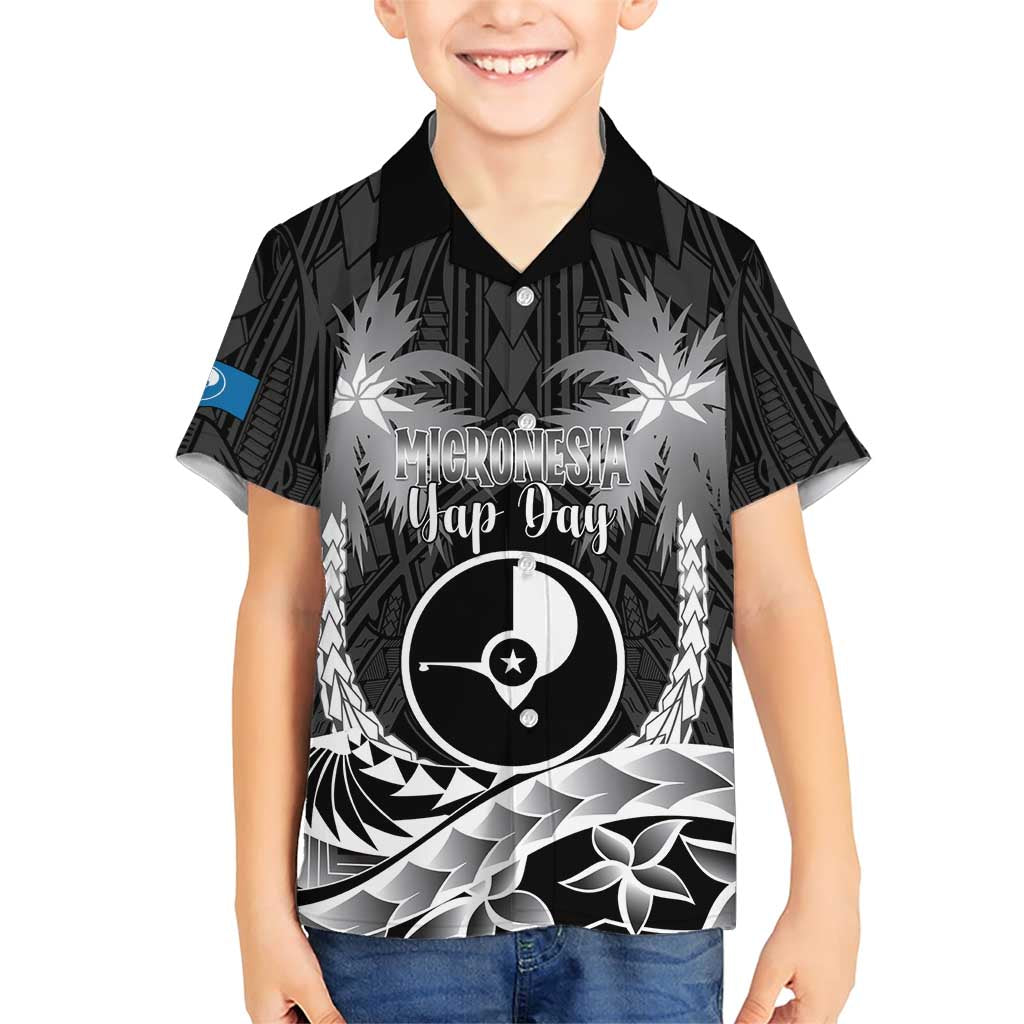 FSM Yap Day Family Matching Short Sleeve Bodycon Dress and Hawaiian Shirt 2025 Wa'ab Micronesia Black Color LT14 Son's Shirt Black - Polynesian Pride