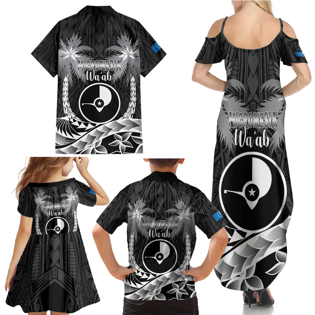 FSM Yap Day Family Matching Summer Maxi Dress and Hawaiian Shirt 2025 Wa'ab Micronesia Black Color LT14 - Polynesian Pride